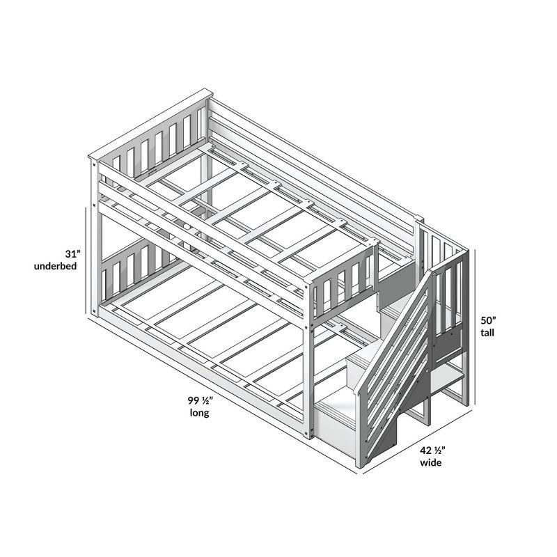 Max & Lily Twin Low Bunk Bed with Staircase