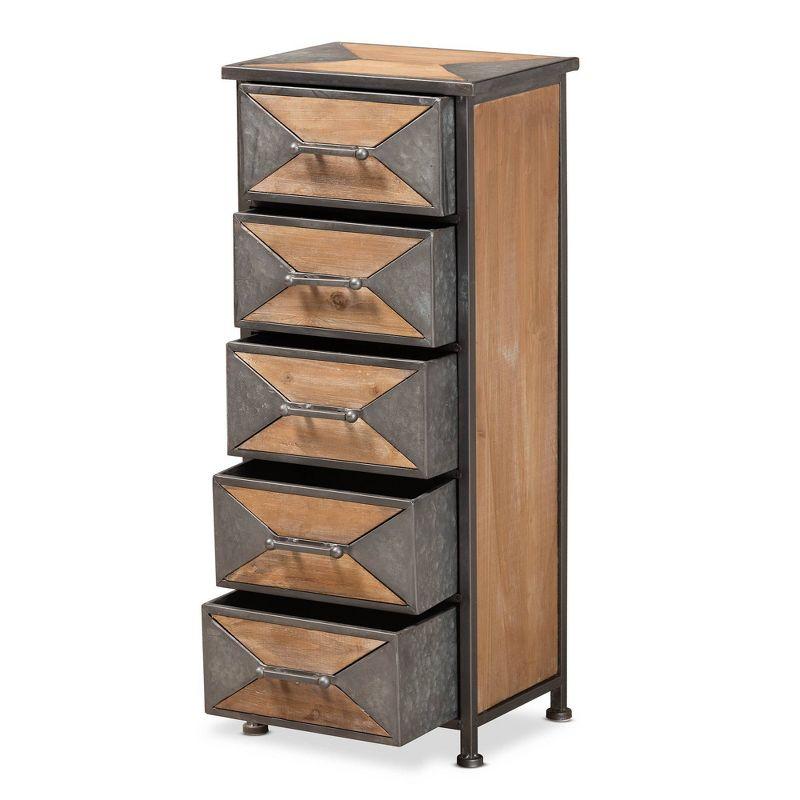 Lockable Gray Office Cabinet with Whitewashed Oak Accents