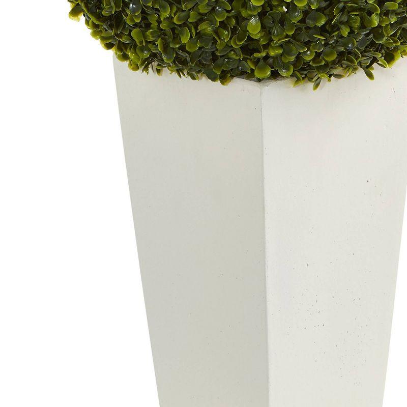 28" Green Boxwood Topiary Ball in White Planter