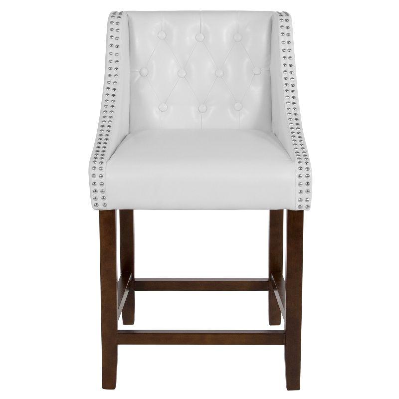 Merrick Lane Upholstered Counter Stool 24" High Transitional Tufted Counter Stool with Accent Nail Trim