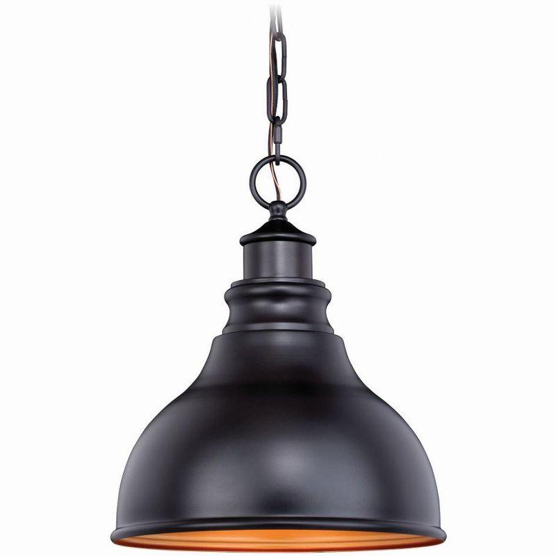 Oil Burnished Bronze Farmhouse Pendant Light with Gold Interior