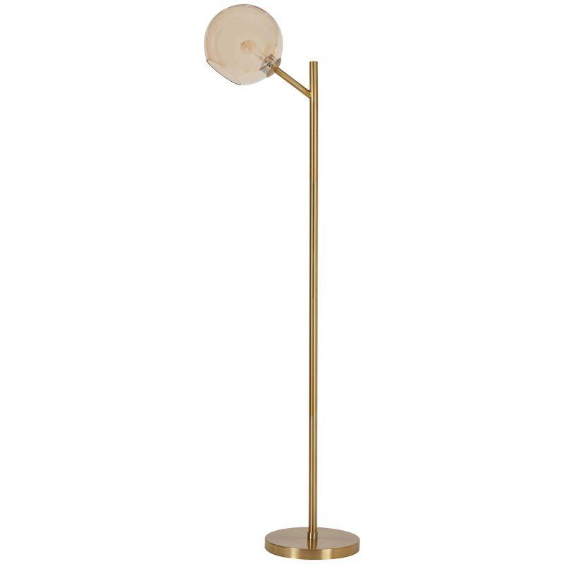 Abanson Floor Lamp Amber/Gold - Signature Design by Ashley: Brushed Metal, Glass Shade, On/Off Foot Switch