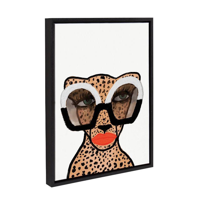 Kate & Laurel All Things Decor 18"x24" Sylvie Cheetah 4" Framed Canvas by Kendra Dandy Black: Modern Animal Digital Art