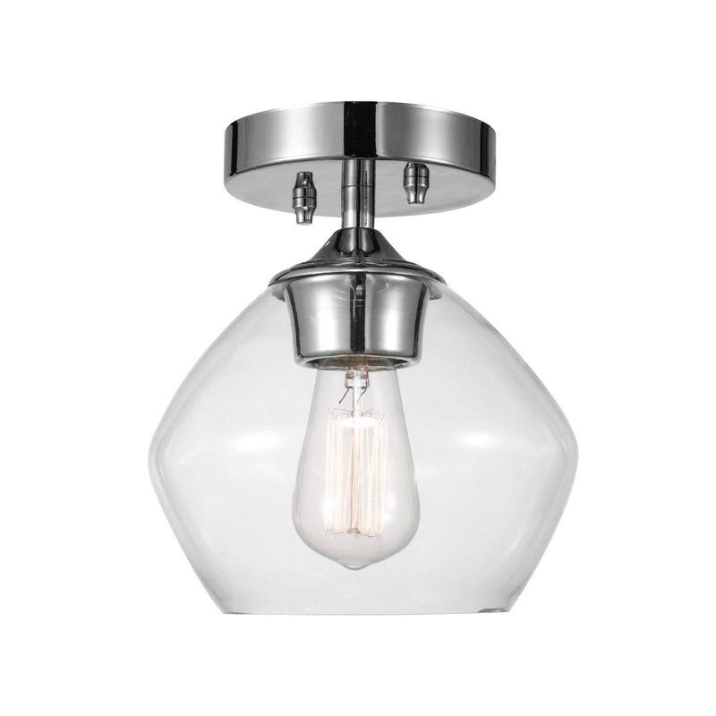 1 Light Harrow Semi Flush Mount Ceiling with Clear Glass Shade - Globe Electric