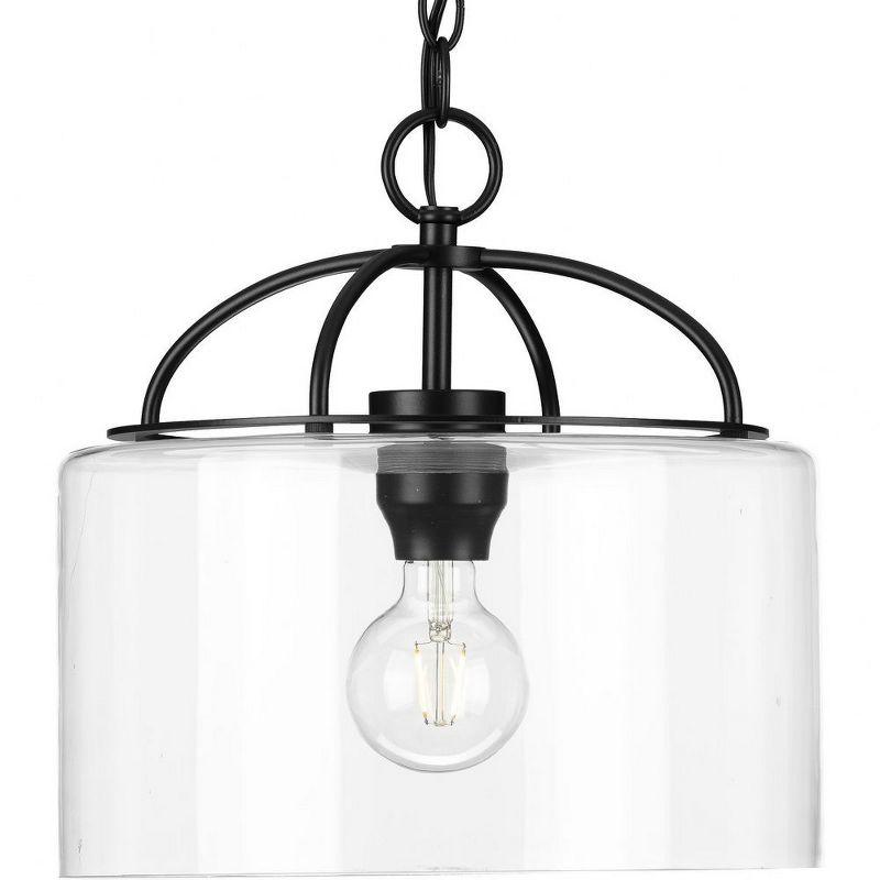 Progress Lighting, Leyden Collection, 1-Light Pendant, Matte Black, Clear Glass Shade
