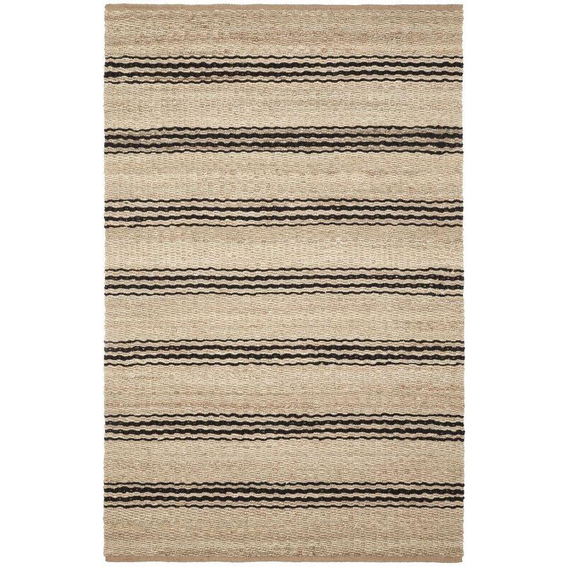 Jute Ticking Black Handwoven Jute Rug