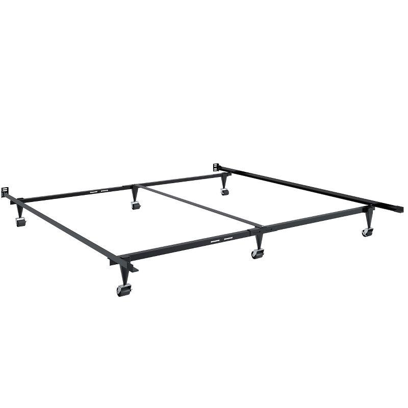 Queen/King Adjustable Metal Bed Frame - CorLiving: Steel Construction, Caster Wheels, Box Spring Required