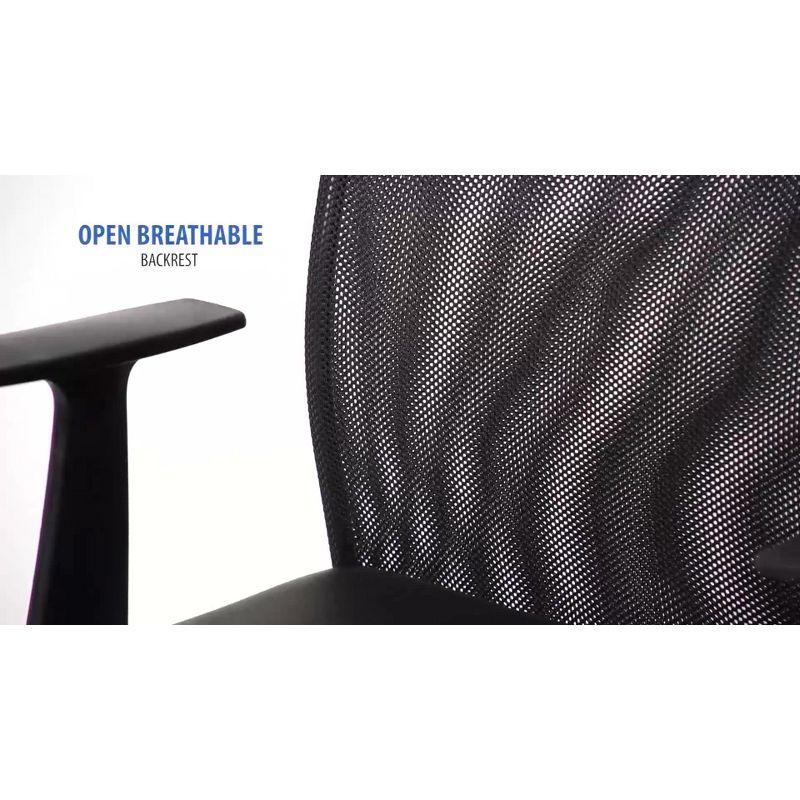 Fixed Arm Budget Mesh Task Chair Black - Boss Office Products: Chrome Base, Pneumatic Lift, Locking Tilt Control