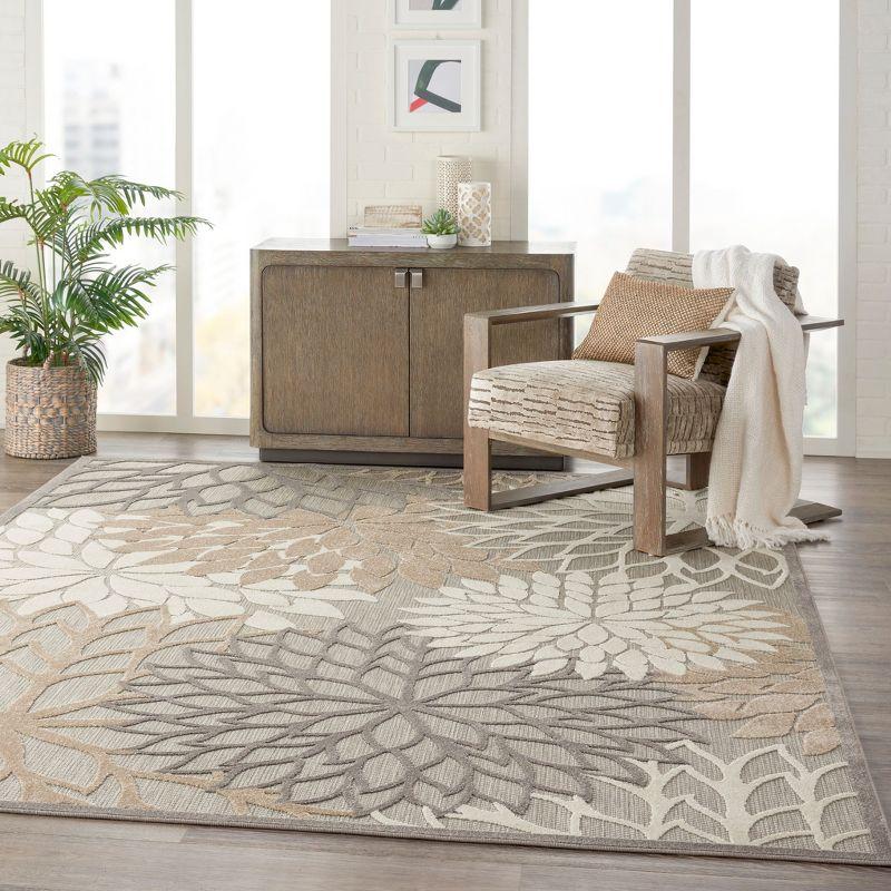 Nourison Aloha Floral 9'6" x 13' Natural Tropical Indoor/Outdoor Area Rug