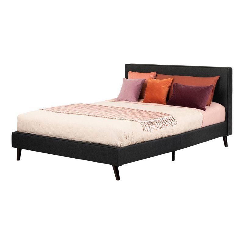 Queen Sazena Upholstered Complete Bed Charcoal Gray - South Shore