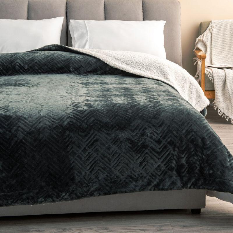 FreshFolds Ultra Soft Printed Plush Sherpa Reversible Blanket
