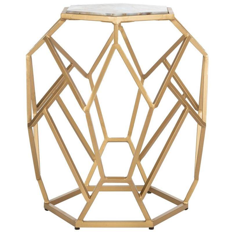 Ava Geometric Accent Table - Multi Colored Agate/Gold - Safavieh.