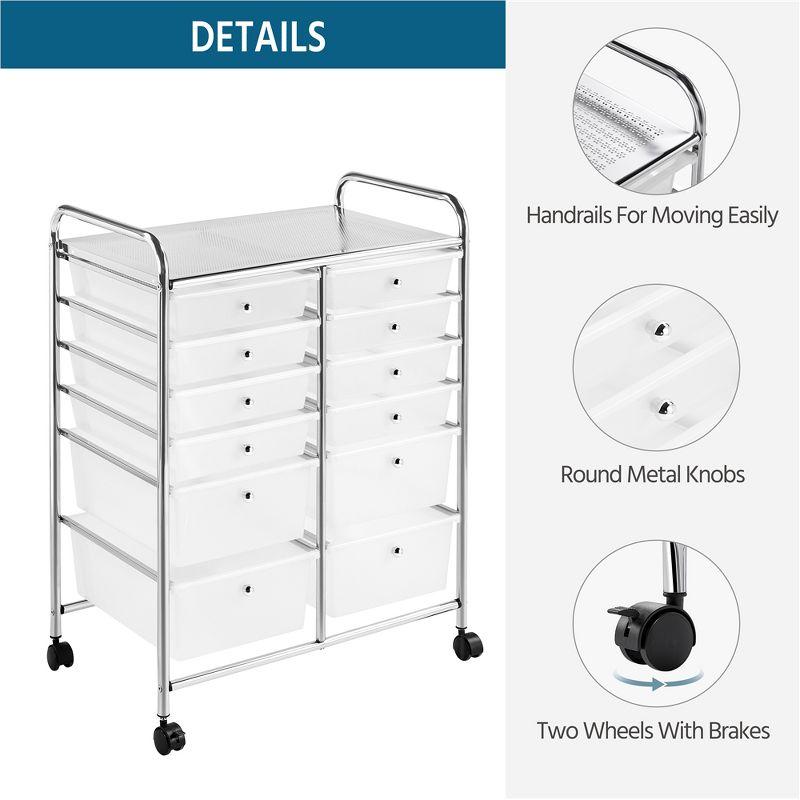 Yaheetech Drawers Rolling Storage Cart Mobile Storage Bin Trolley