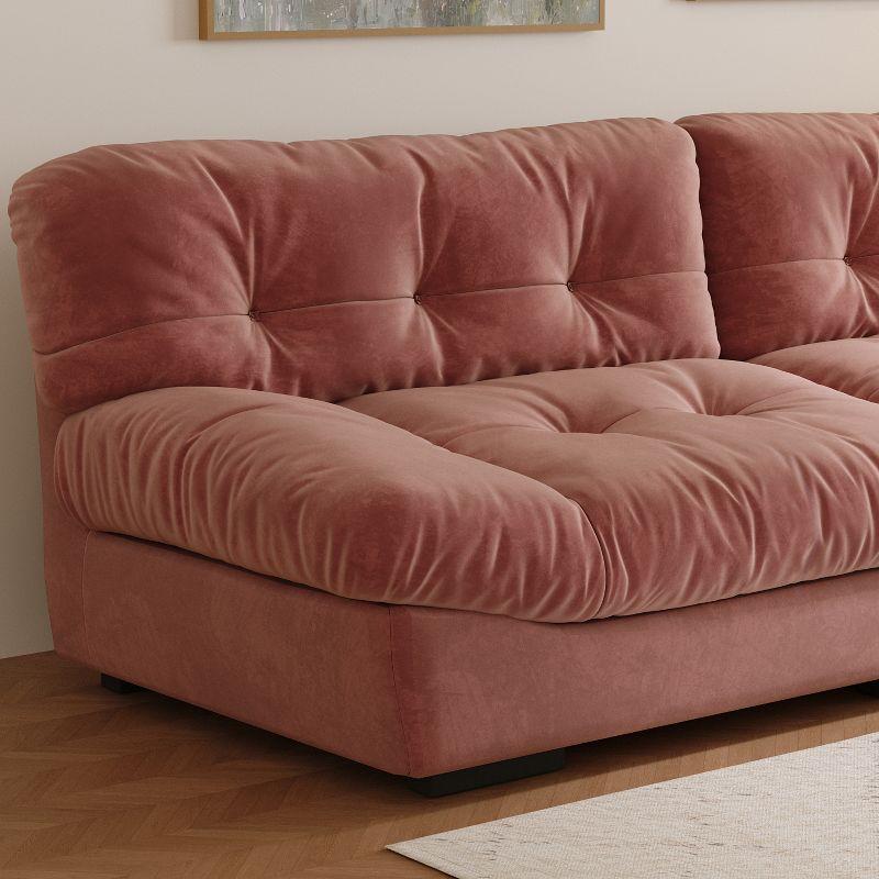 Cloud Modular Sectional Sofa,105inch Scrub Velvet Sofa Couch for Living Room,Curved Couch,Modern LoveSofa with 2 Pillows 3 Seater for Apartment-Pink
