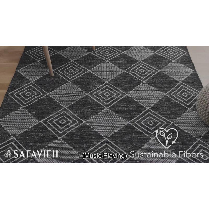 Black and Ivory Flat Woven Handmade Wool Area Rug, 5 x 8 ft