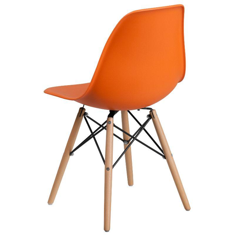 Flash Furniture Elon Series Plastic Chair with Wooden Legs for Versatile Kitchen, Dining Room, Living Room, Library or Desk Use