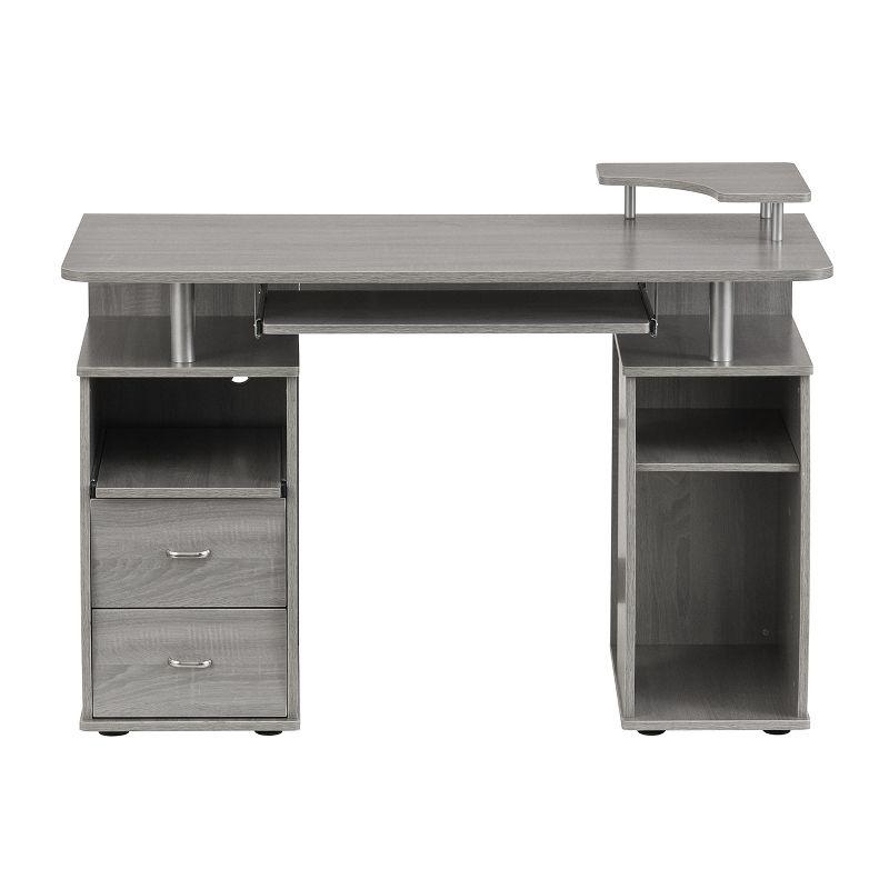 Gray MDF Computer Desk with Drawer and Keyboard Tray