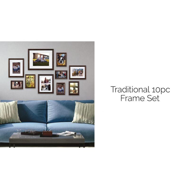 10pcTraditionl Frame Box Set Brown - Kate & Laurel All Things Decor: Elegant Wall Display, Multi-Size, Sawtooth Hanger