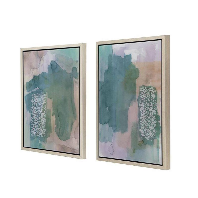 Teals Abstract Framed Printed Acrylic Wall Art - 24"H X 17.5"W X 1.5"L - Green/Beige