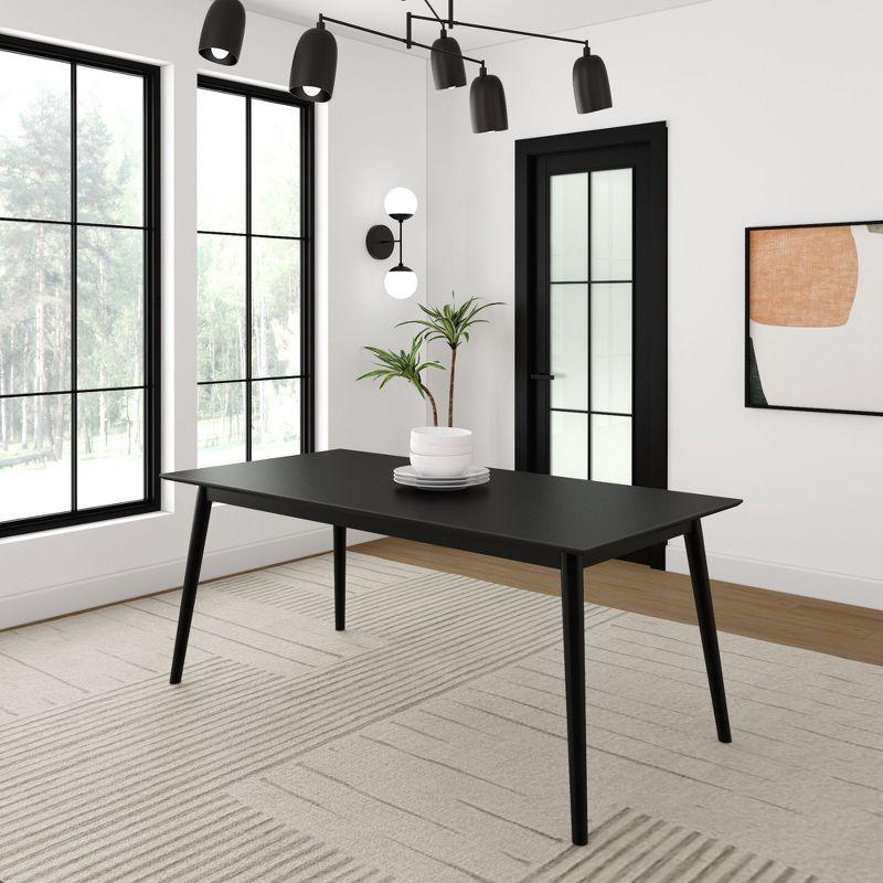 Plank+Beam 72" Mid Century Modern Dining Table, Solid Wood Kitchen & Dining Room Table for 6, Black