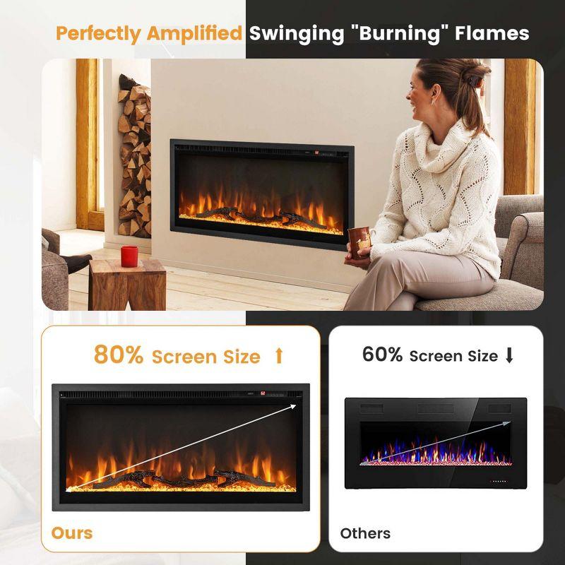 Costway 50'' Electric Fireplace Recessed Wall Mounted Freestanding with Remote Control