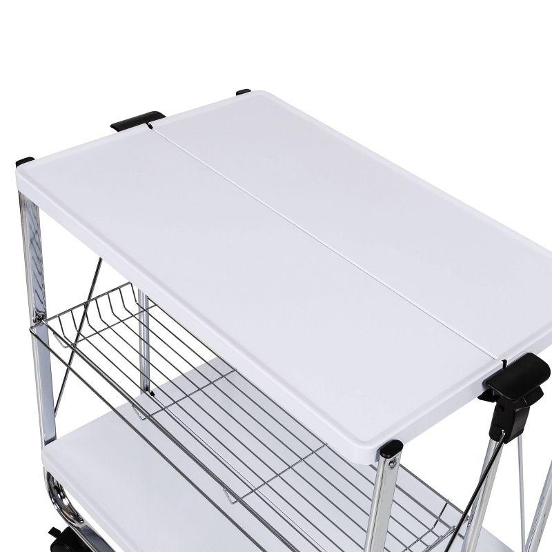 Honey-Can-Do Foldable Cart White/Chrome: Utility Storage Cart, Rolling & Collapsible, 2 Shelves, Steel, Universal Placement