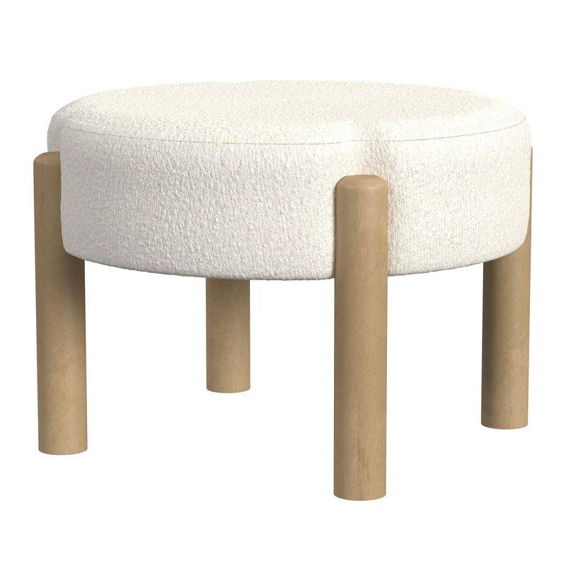Luna Boucle Ottoman Cream - HomePop: Round, Upholstered, Wood Frame, No Assembly Required