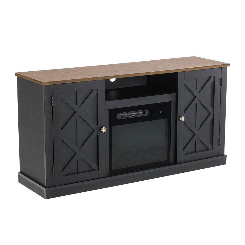 Electric Fireplace and TV Stand for TVs up to 60" Gray - Home Essentials: MDF Wood Composite, Nickel Hardware