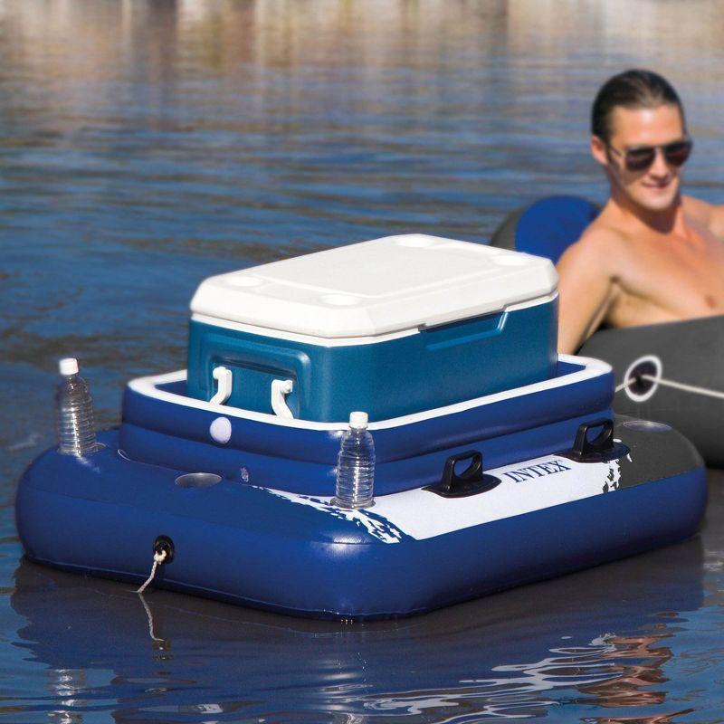 INTEX River Run 2 Inflatable 2 Person Floating Lounge with Built-in Cooler Bundled with Inflatable Mega Chill II 72 Can Beverage Cooler
