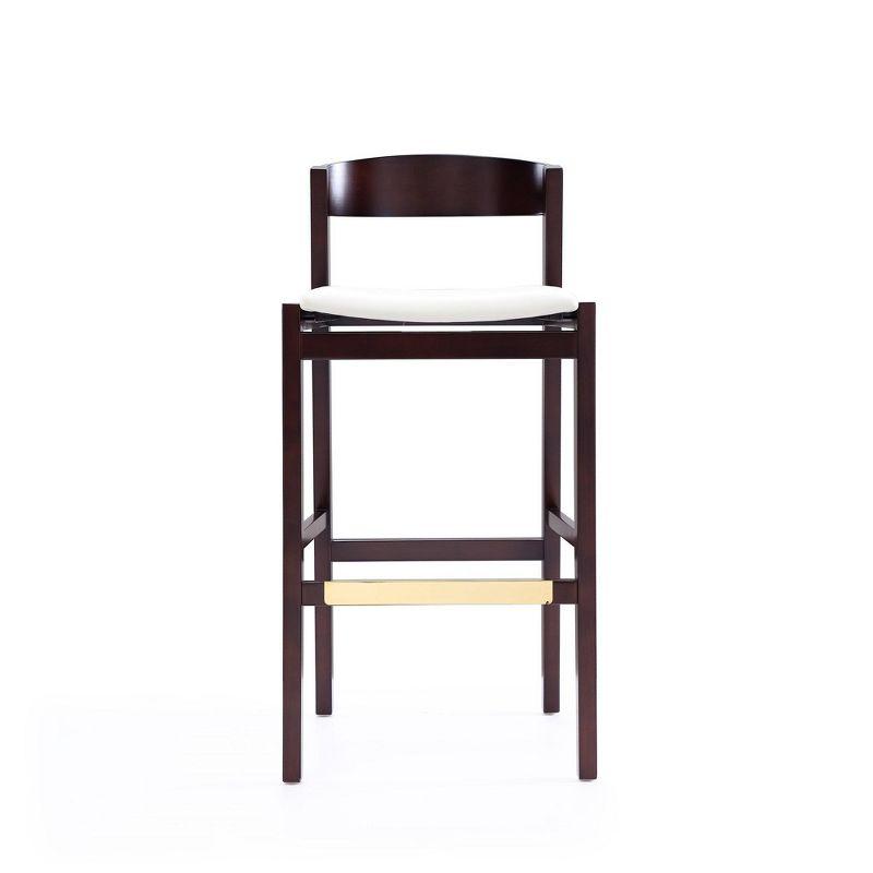 Set of 2 Klismos Upholstered Beech Wood Barstools Ivory - Manhattan Comfort: 30" Fixed Height, Foam Padded