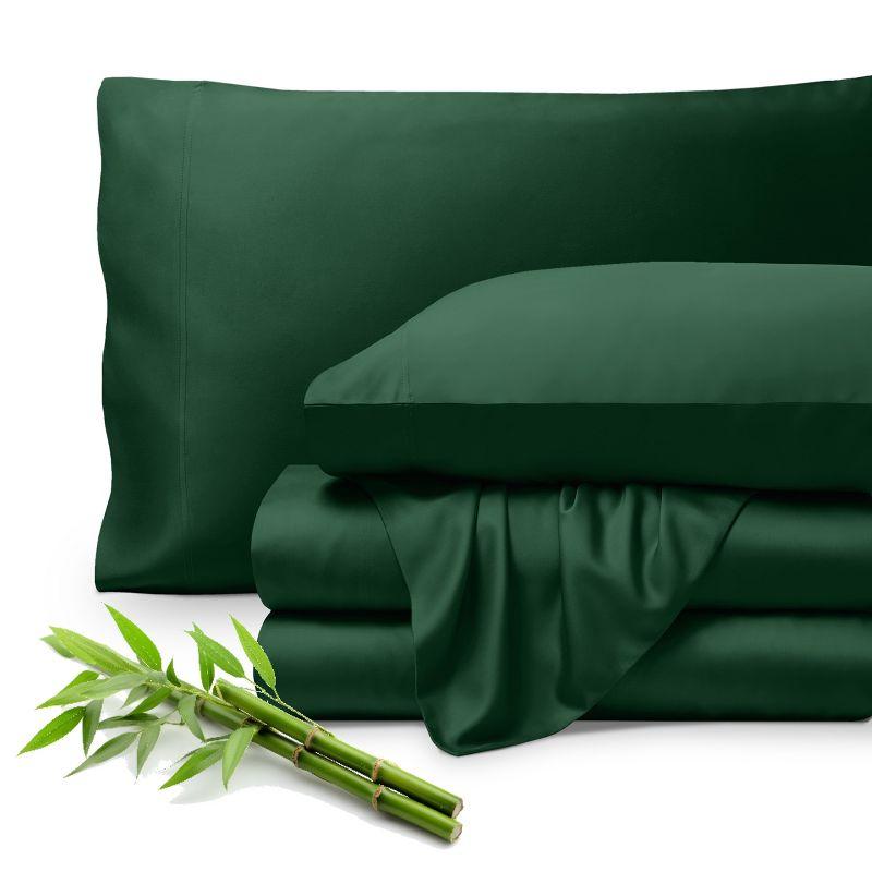 Twin XL Forest Green Rayon from Bamboo Solid Deep Pocket Sheet Set by Bare Home