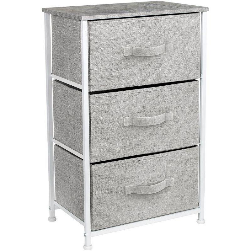 Sorbus 3-Drawer Steel Frame Nightstand with Wood Top - Gray