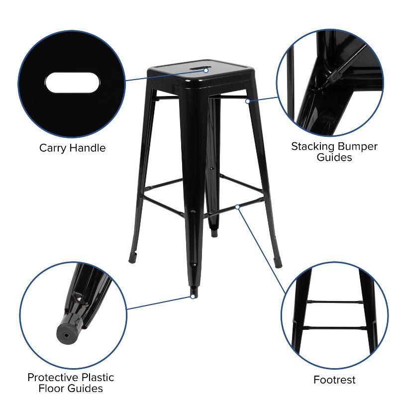 Flash Furniture 30" High Metal Indoor Bar Stool - Stackable Set of 4