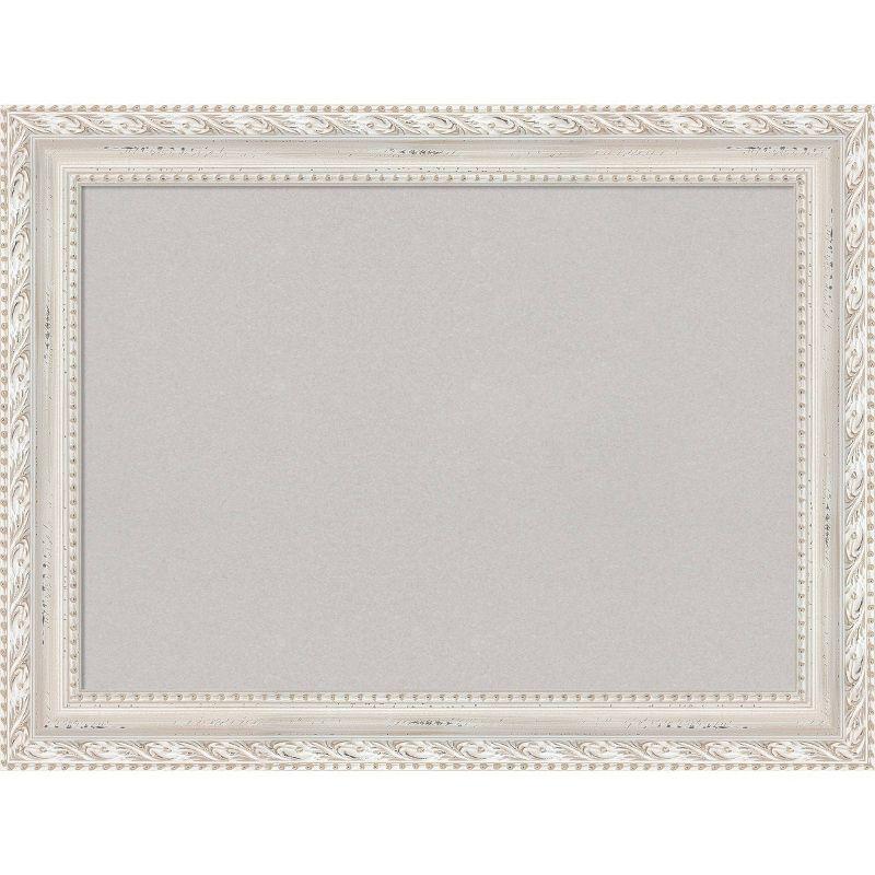 34" x 26" Gray Cork Bulletin Board with Ornate Wood Frame