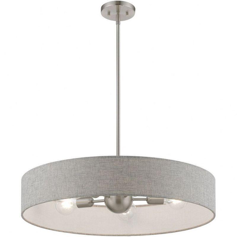 Livex Lighting Elmhurst 5 - Light Pendant in  Brushed Nickel/Shiny White