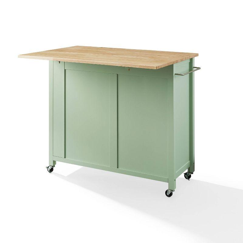 Savannah Wood Top Drop Leaf Kitchen Island/Cart Mint - Crosley: Adjustable Shelves, Spice Rack, Caster Wheels