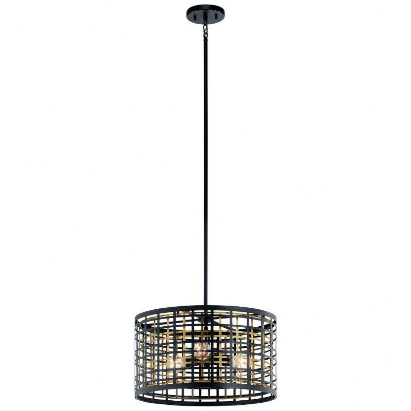 Black and Gold 18" Drum Pendant Light