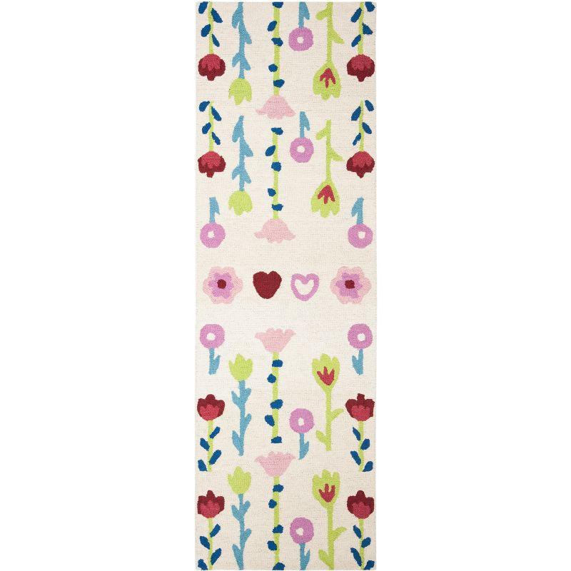 Safavieh Kids Floral SFK918 Hand Tufted Indoor Runner Rug - Ivory/Pink - 2'6"x8' - Safavieh