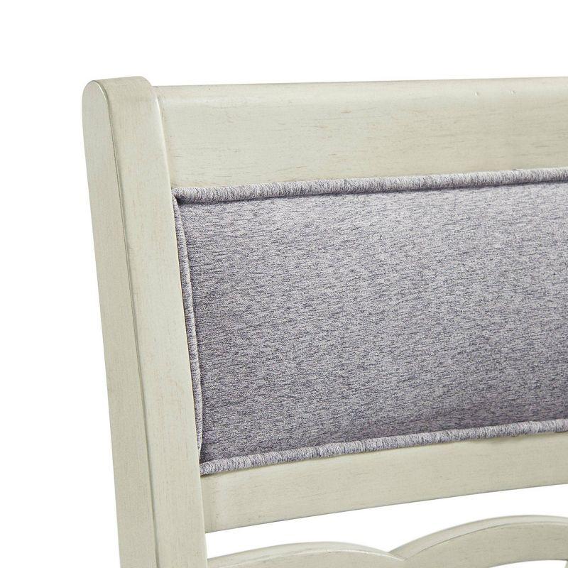 Bisque Finish Upholstered Wood Side Chair Set with Gray Seats