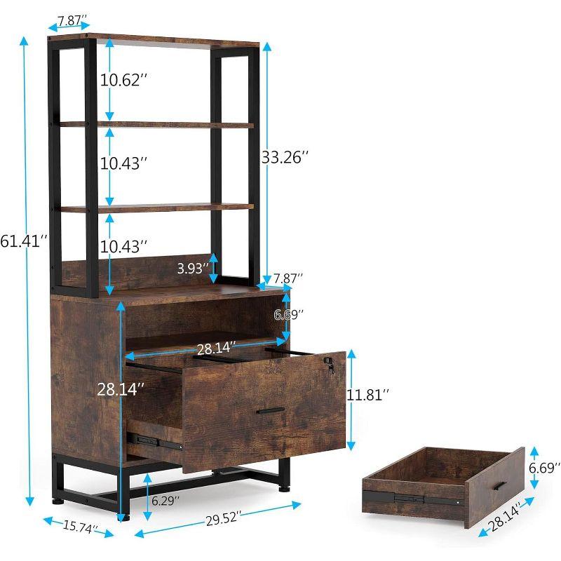 Tribesigns 2 Drawers Vertical File Cabinet, Filing Cabinet Printer Stand with Open Storage Shelves, Dark Brown