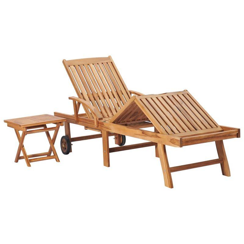 VidaXL 16" Long Acacia Double Chaise with Cushions (Set of 2)