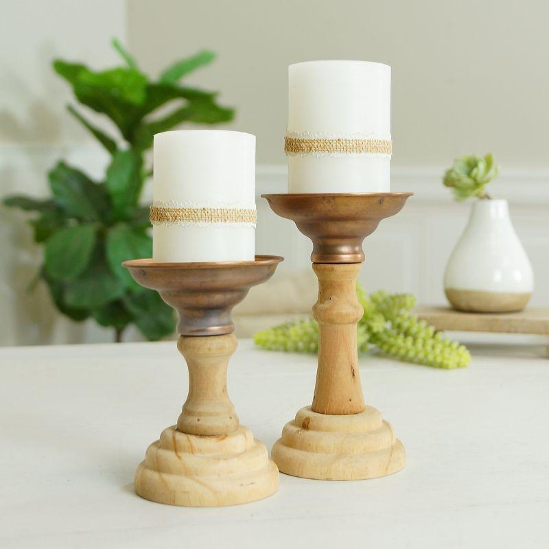 American Mercantile 4.5'' H Wood Tabletop Candlestick