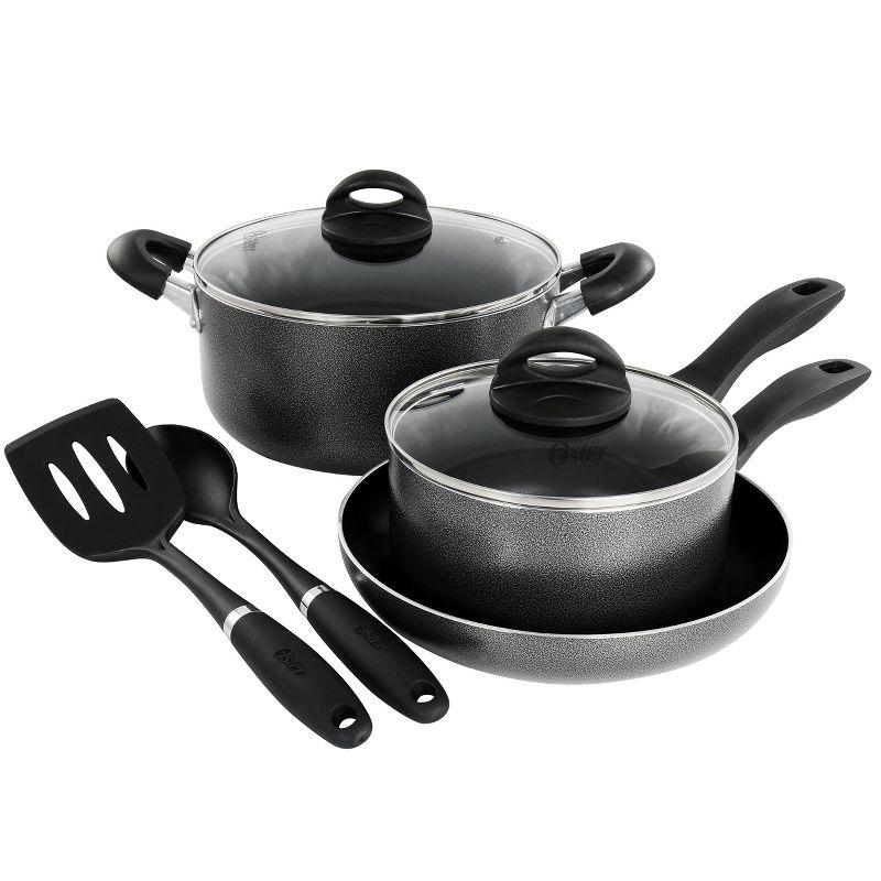 Oster Granite Grey 7-Piece Non-Stick Aluminum Cookware Set