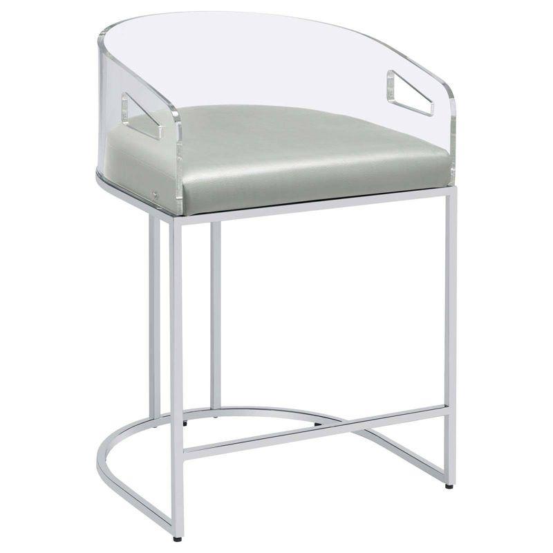 Coaster Set of 2 Thermosolis Modern Acrylic Back Upholstered Counter Height Barstools Gray/Chrome