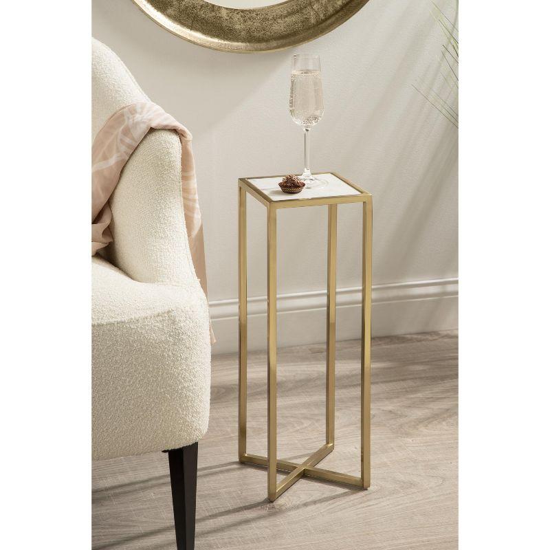 Jaspur Gold Finish Square Metal and Marble Accent Table