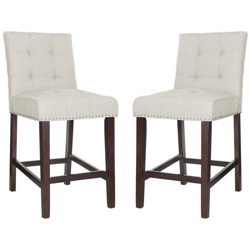 Nikita Counter Stool (Set of 2) - BST6303 - Light Grey/Espresso - Safavieh