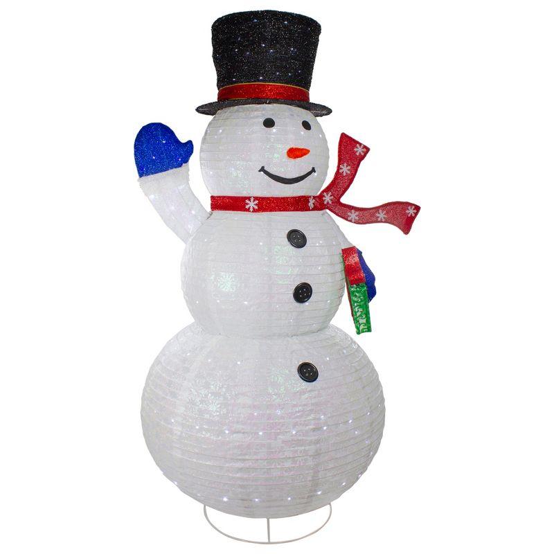 71" LED Lighted White Iridescent Twinkling Snowman Outdoor Christmas Decoration