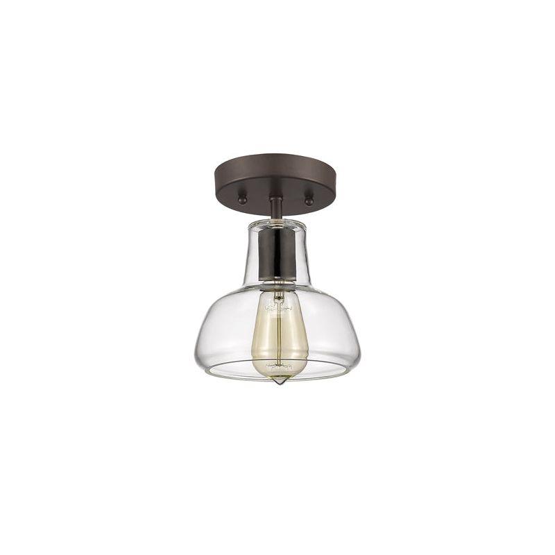 Chloe Lighting Dickens Industrial-Style 1 Light Rubbed Bronze Semi-Flush Ceiling Fixture 7" Shade