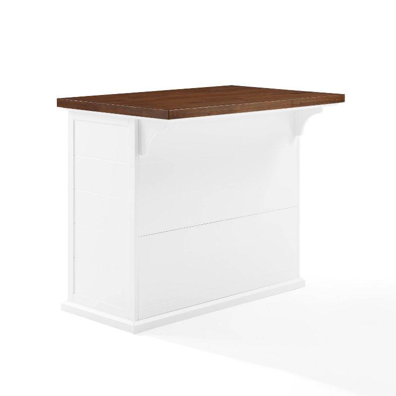 Crosley Bartlett Wood Top Kitchen Island White/Walnut: Traditional Style, Adjustable Shelves, Storage Cart