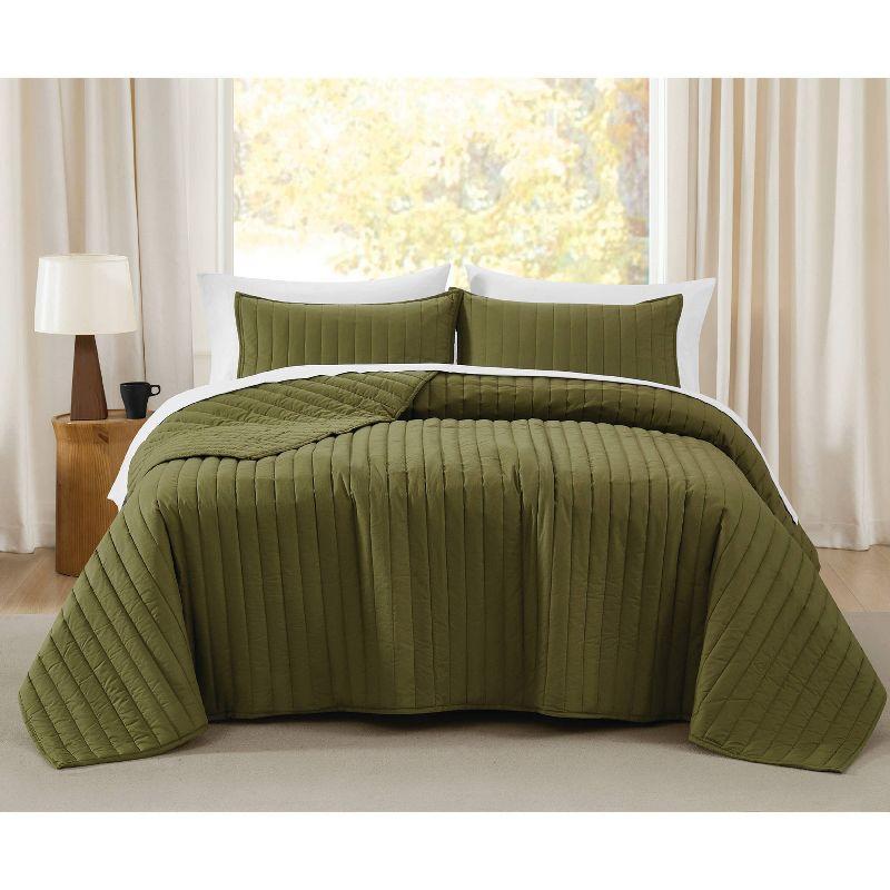 Brooklyn Loom Oversized Cotton Percale 3 Piece Quilt Set